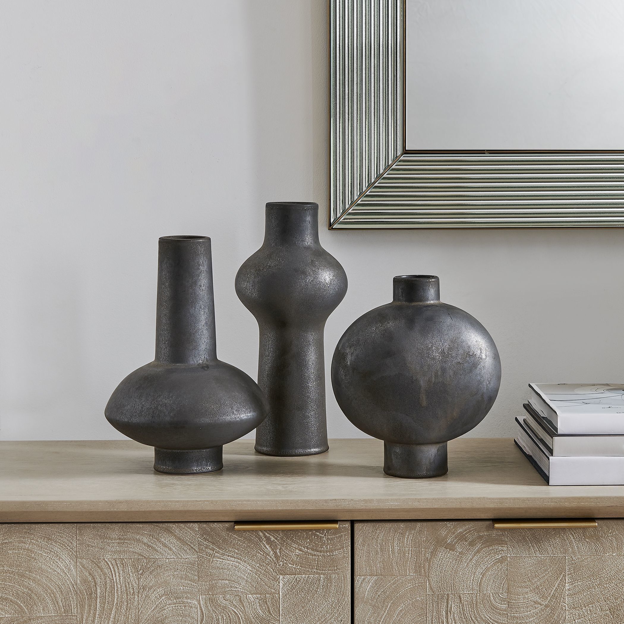 Charcoal Bloom 11 X 7.5 inch Indoor-Outdoor Vases, Set of 3